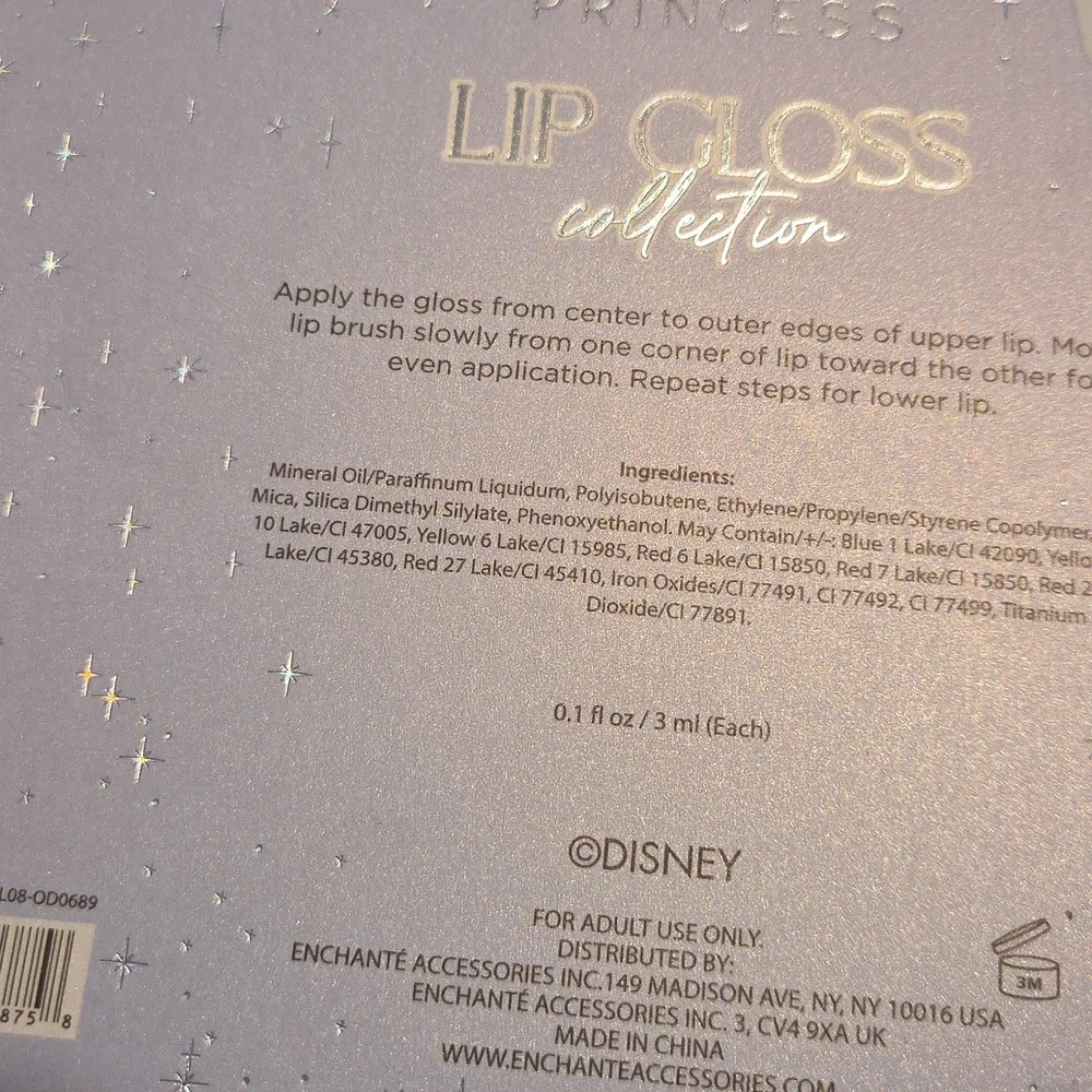 Nwt Disney Princess Lip Gloss Set